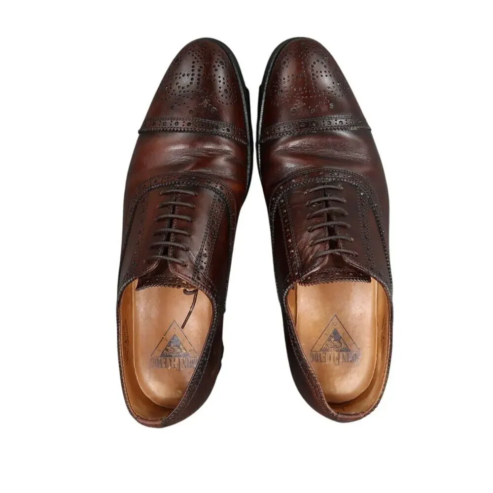 John Fluevog Shoes Mens 8 Oxford Classic Lace Up Brogue Brandenburg Angel Banker